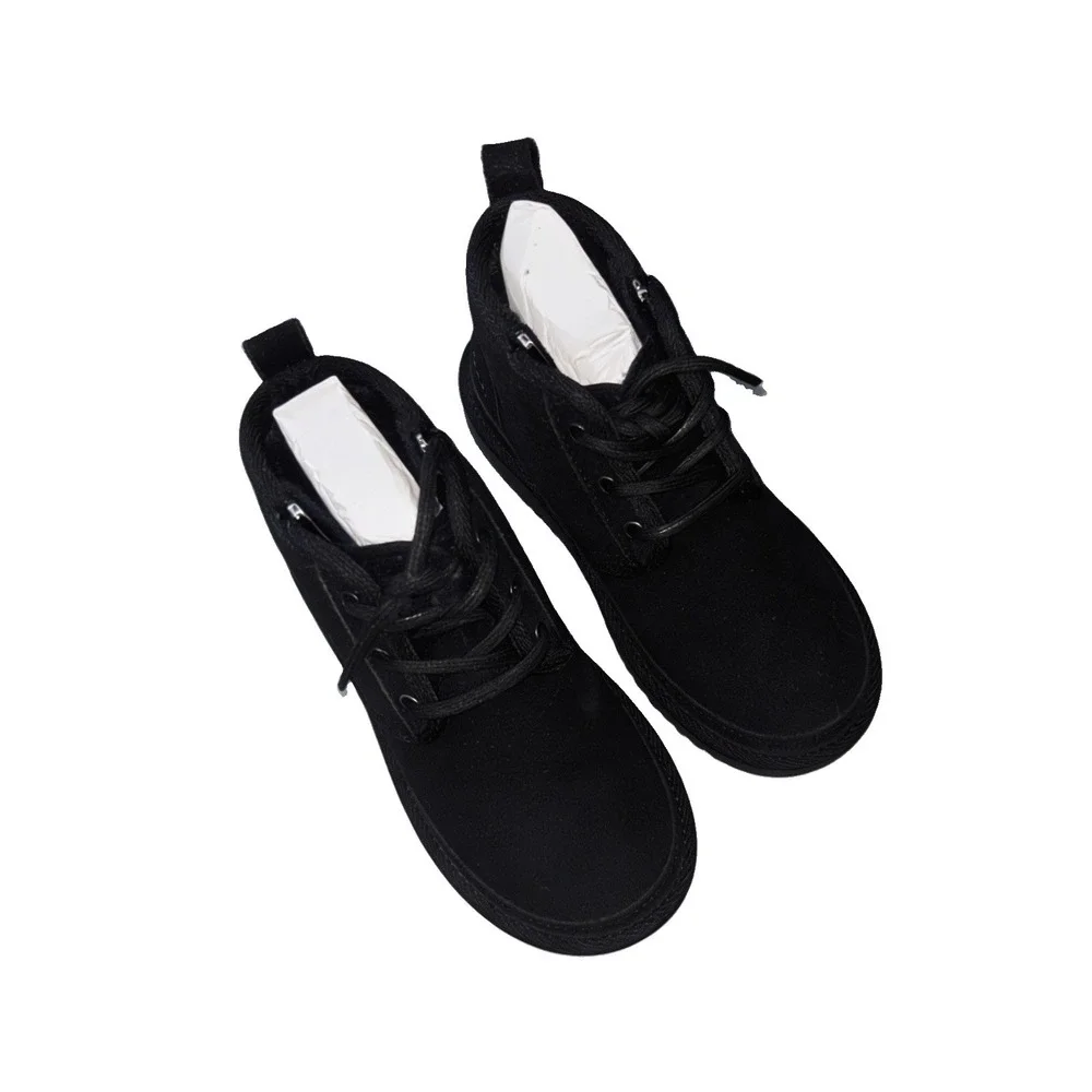 New UGG Neumel II Boot Kids US 9 Black Suede Chukka Zip Lace Up
